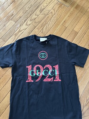 VIP【関税送料無料】希少 Gucci Logo T-shirt Gucci Black Logo Green And Red T Shirt SZ Lg Stretch PRE