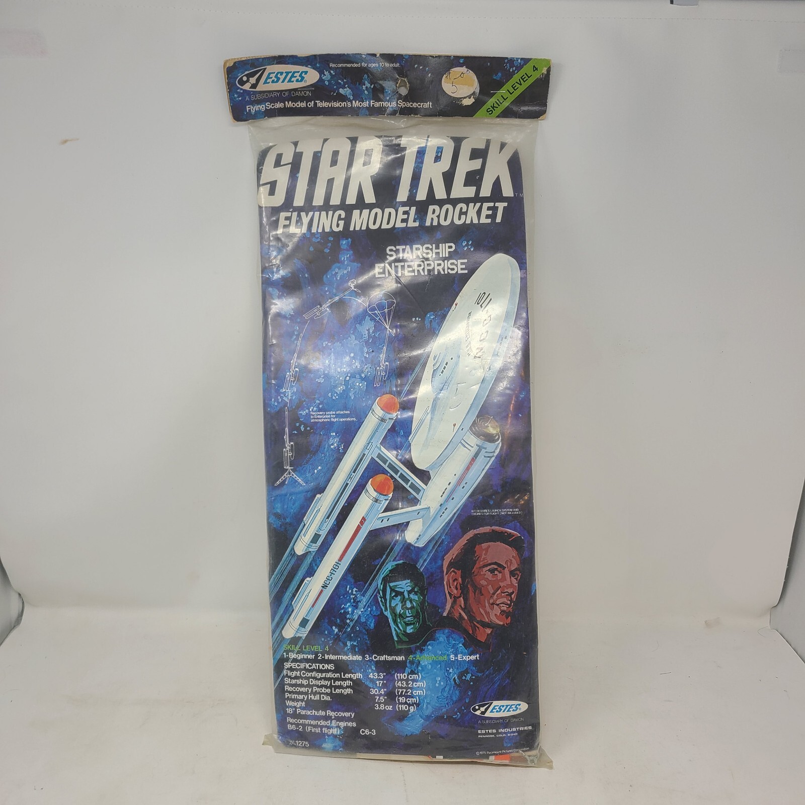1975 Estes Star Trek Starship Enterprise flying model rocket kit #1275 —NEW