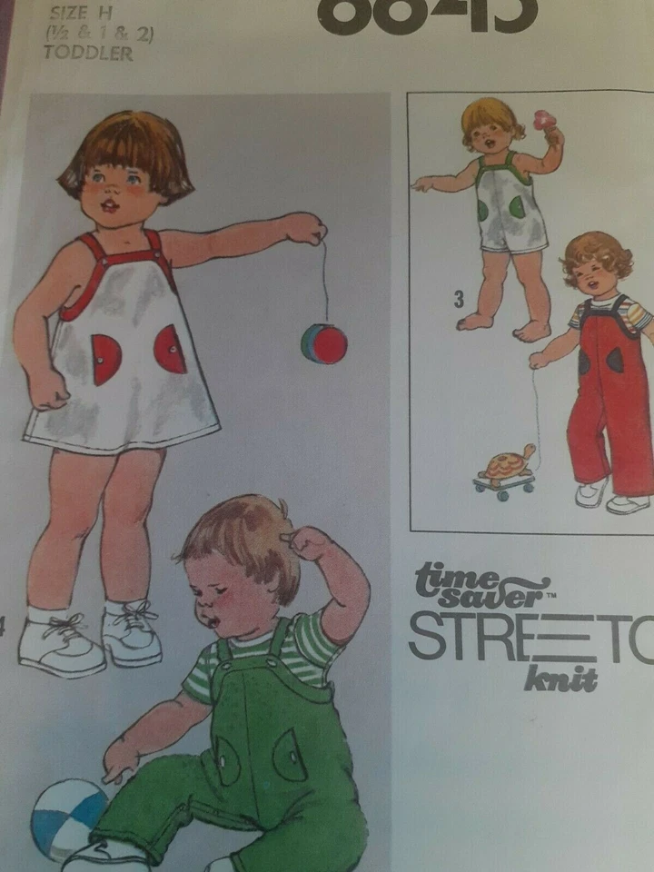 Simplicity 8845 Bib Overalls Sundress Sewing Pattern Boy Girls H 1/2 1 2 UC VTG - Image 2 of 4