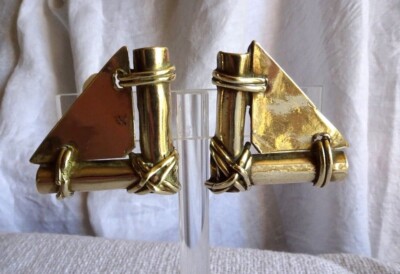 Boucles D'Oreilles Clips En Bronze - Style Années 90 Vintage - Neuf Sans Emballage