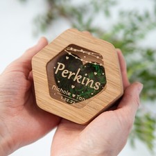 Wooden ring bearer box for wedding ceremony, personalized ring holder rustic