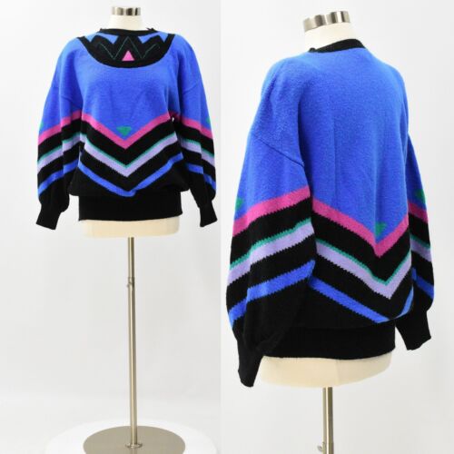 80s Vintage Womens M Oversize Layered Look Sweater Lilly Of California - Imagen 1 de 9