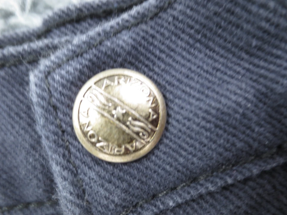 Saia jeans Arizona feminina 16 algodão azul escuro desbotado encaixe frontal joelho reto Y2K - Imagem 3 de 4