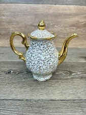 Mitterteich Bavaria Germany Gold Plated Floral Tea Pot 7.5” Tall