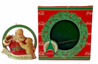 Vintage Heirloom Tradition Coca Cola Ornament 'Christmas is Love' H2803 MIB 1986