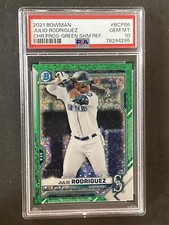 2021 Bowman Chrome Prospects Julio Rodriguez Green Refractor #/99 Gem PSA 10