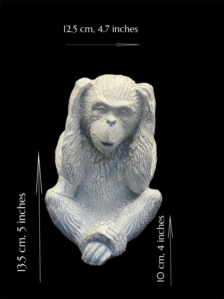 Estatueta de mármore branco No Evil See Hear Speak White Monkey - Conjunto de 3, Monkey D - Imagem 2 de 4
