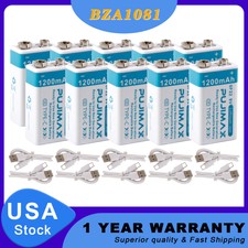 10X 1200mAh 9V Li-ion USB Rechargeable Batteries 9-Volt Charging Battery W/ Box