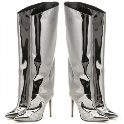 silver thigh boots