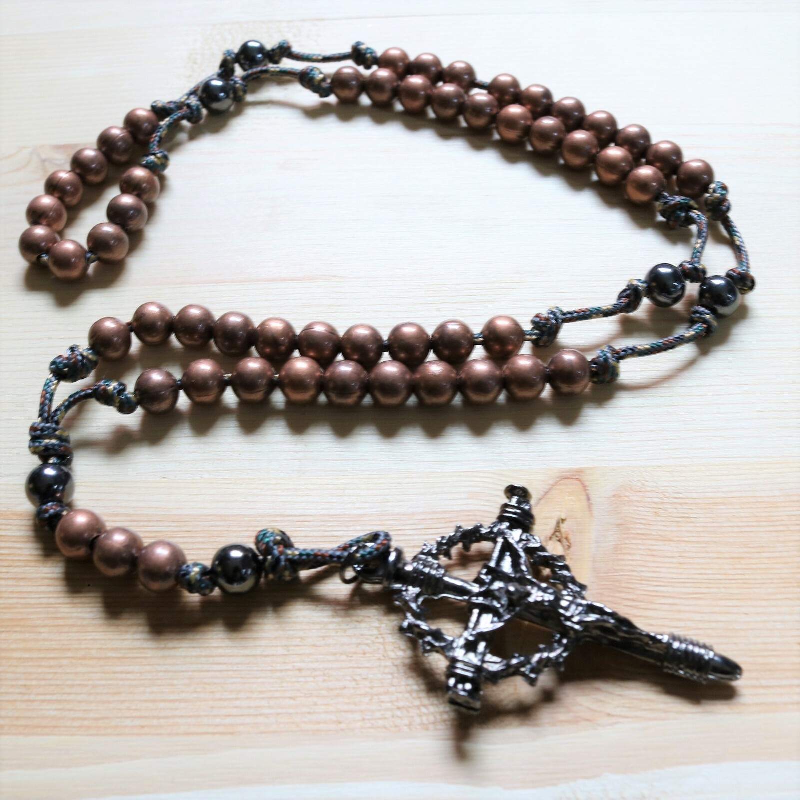 Rosary Camo Paracord Copper Steel Rope Cord Wearable Rosario Catholic ...