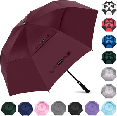 Automatic Open Golf Umbrella, 47/54/62/68/72 Inch Extra 72 inch, Wine Red 