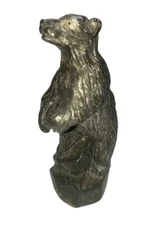 Vintage Cast Metal Bronze Like Grizzly Bear Sculpture Animal Figurine Decor 5"