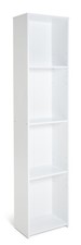 Home Malibu Narrow Bookcase - White | Bookshelf Storage Cabinet for Living Room