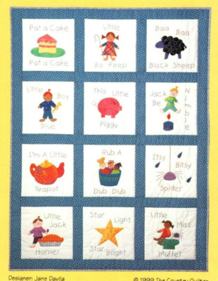 Nursery Rhyme Time Quilt Pattern Country Primitive Folk Art 12 Story Blocks