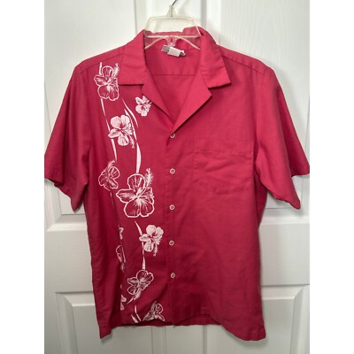 AMERICAN HAWAII CRUISES Hans Jutte Tropical Shirt XL Pink Button Down Collared