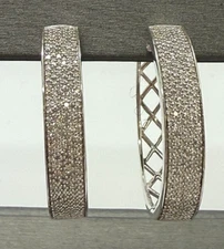 Lady's 14k White Gold Medium Hoop Earrings 00005232