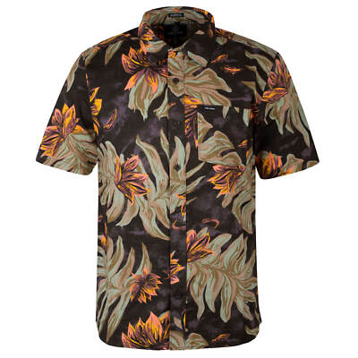 Volcom Marble Floral Woven Shirt rinsed black - Allover Print Button Down Hemd
