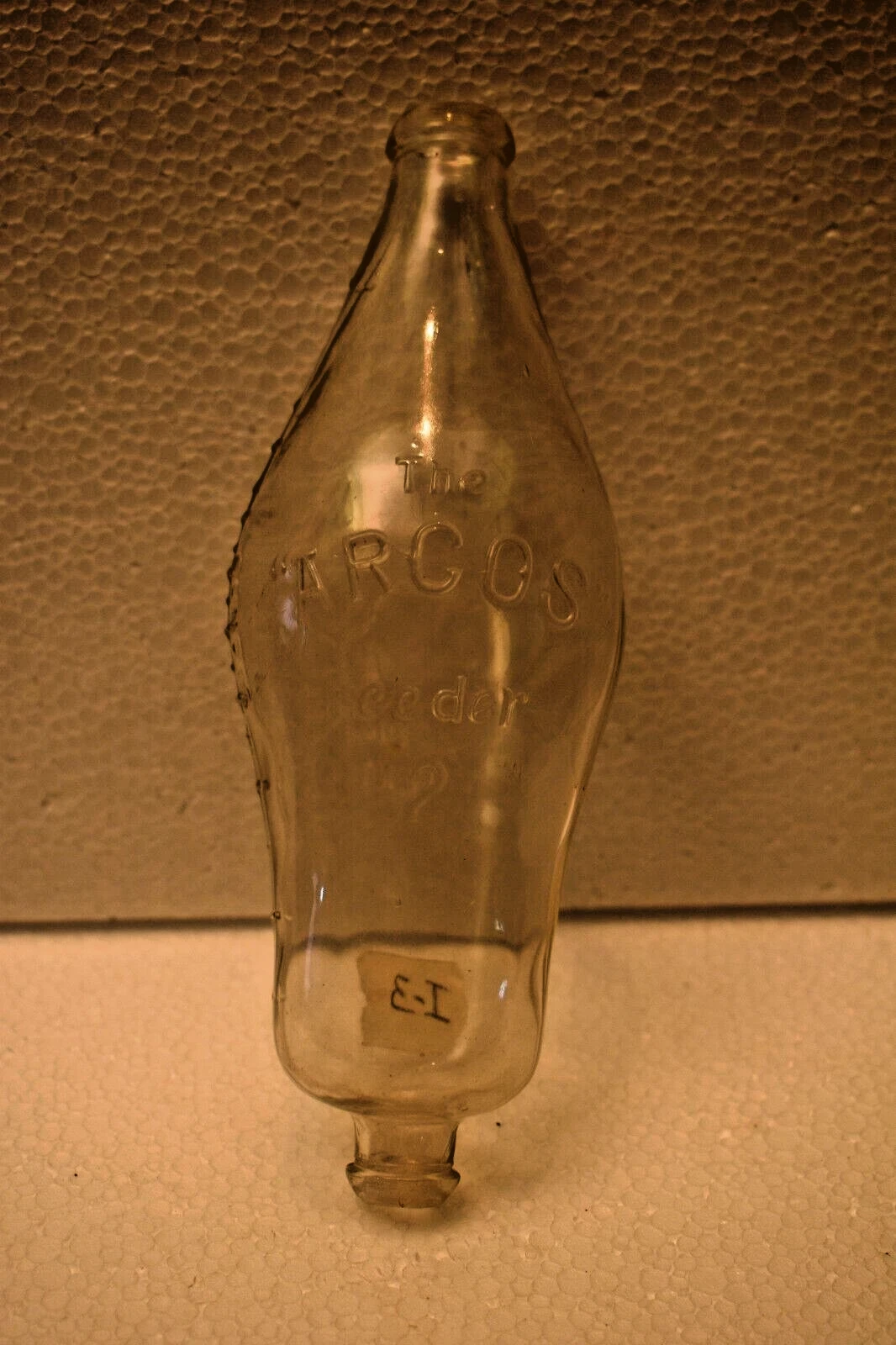 Vintage Arcos Glass Baby Feeder Bottle Embossed Graduated Markings Circa 1920