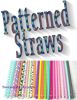 PATTERNED STRAWS, Dots, Checks, Flowers, Chevron, Fruit, Reusable, BPA Free