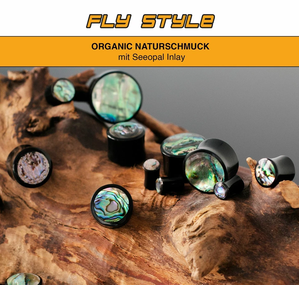 Horn Plug Flesh Tunnel Paua Abalone Muschel Perlmutt Piercing Double Flared - Bild 3 von 4