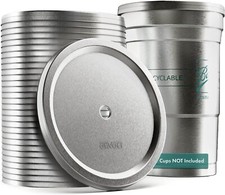 Aluminum Lid with Straw Hole for Ball Recyclable Party Cup 30 Pack 