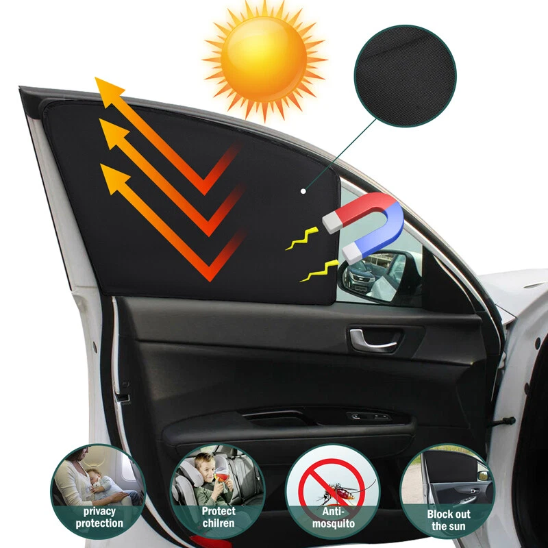4pcs Magnetic Car Window Sun Shade Cover Mesh Visor Shield UV Protect Curtain - Image 3 of 4