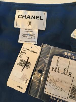 超美品⭐︎CHANEL ストライプジャケット 42 $3700 NWT Auth. CHANEL '13S Collection White/Blue Zip BOLERO