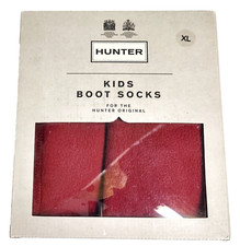 Hunter Boots Kids Fleece Boot Socks Size XL 4-6 Military Red Multi-Color NIB