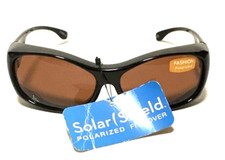 New POLARIZED Fits Over Your Glasses SOLAR SHIELD Sunglasses Dark Brown Fashion