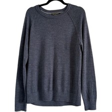 Banana Republic Mens Crew Neck Merino Wool Heather Navy Blue Sweater Medium