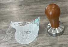 51mm Espresso Coffee Tamper w/ Wooden Handle & Stainless Steel Base +Stencil Kit