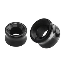 2G to 1" Black Agate Stone Concave Ear Tunnel Gauges Piercing Sold as Pair