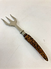 (RefJOH34B) Vintage bread fork with bovine horn handle, approx 18cm long