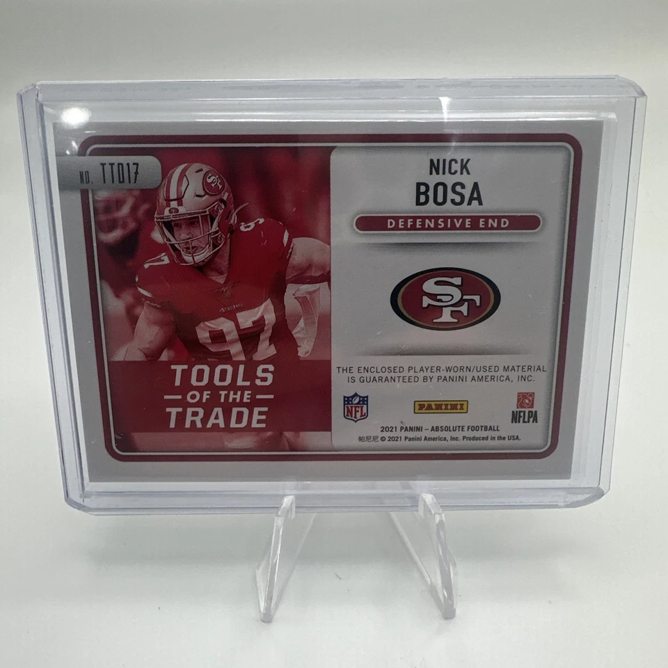 2020 Panini Absolute #TTD-6 Nick Bosa Tools of the Trade Double #/99 - Image 3 of 4