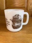 Vtg Glasbake Smokey the Bear Milk Glass Mug Coffee Cup