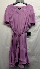 NWT Vera Wang XXL Women’s Purple Dress Flutter Sleeve Ruffled Silky Soft MSRP 58