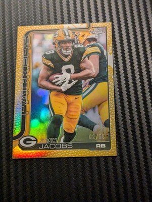2025 Topps Chrome Josh Jacobs Gold Leather /50 SSP Packers Color Match