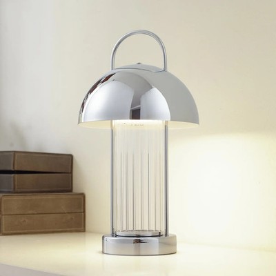 Lindby Tischleuchte Lampe Akku LED Mareli Chrom Schalter Dimmer USB Akku Kabel 