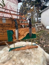 Olive Wood Magnetic Knife Holder: Resin Epoxy Kitchen Decor