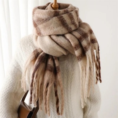 Dicker warmer Winter Pashmina Kaschmirmischung Regenbogen Schal Halstuch Tuch