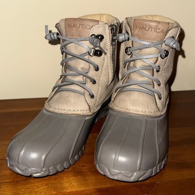 Nautica Sea Ripple Gray & Taupe Faux Leather Duck Boots
