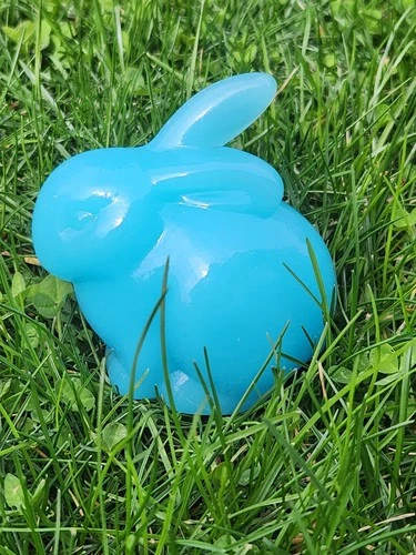 VTG Fenton Blue Glass Bunny Rabbit Figurine 3.5”