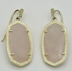 Authentic Kendra Scott Lee Rose Quartz Gold Plated Drop Earrings
