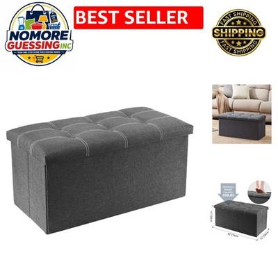 Sturdy 30-Inch Upholstered Ottoman with Hidden Storage for Living Room