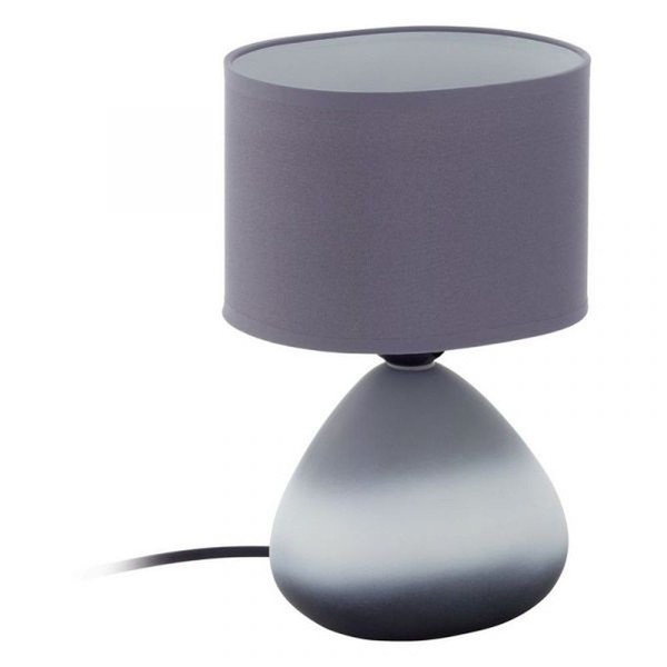 Eglo 97091 Bonilla Tischlampe Max. 60 W E27 Grau Stoffschirm 230V IP20 Schalter-image