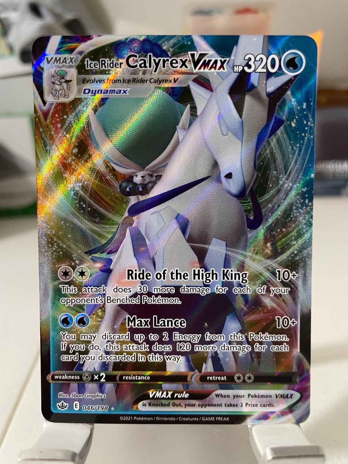 Pokemon Card Sword & Shield Chilling Reign Ice Rider Calyrex VMAX #46/198 GREAT