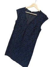 J. Crew Black & Navy Floral Lace V-Neck Shift Dress Size 2