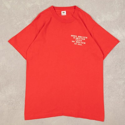 Fruit Of The Loom Vintage 90s Hogs Breath Graphic T-Shirt L Herren Rot Comedy