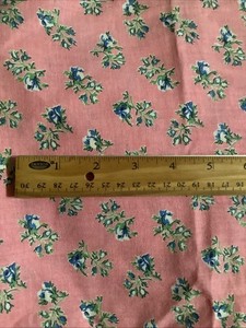 Vintage Feedsack Flour Sack Fabric 40s Blue Rose Clusters On Pink