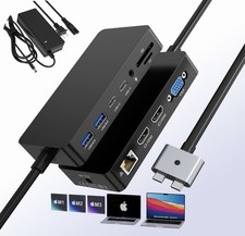 12-in-2 Docking Station MacBook Pro Triple Display Dual HDMI VGA with 100W Power